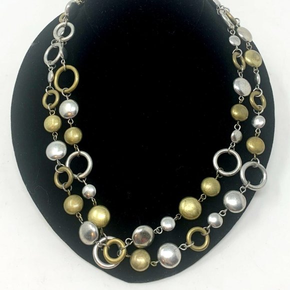 Premier Designs "Sense of Style" Necklace Silver & Gold Tones 40" Perfect 16420 - Picture 1 of 8